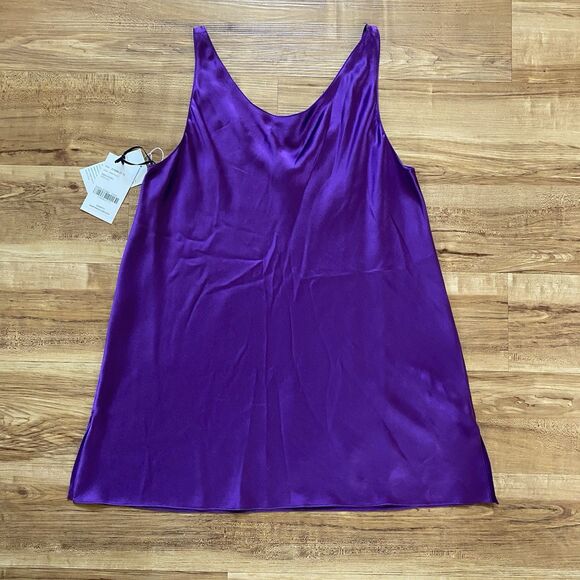 WORTH NY 12 NWT Purple Silk Long Babydoll Camisole Top Coquette Girl Deadstock - Picture 16 of 16